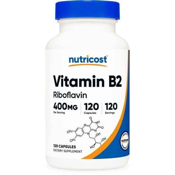 Nutricost Vitamin B2 (Riboflavin) 400mg, 120 Capsules, Supplement