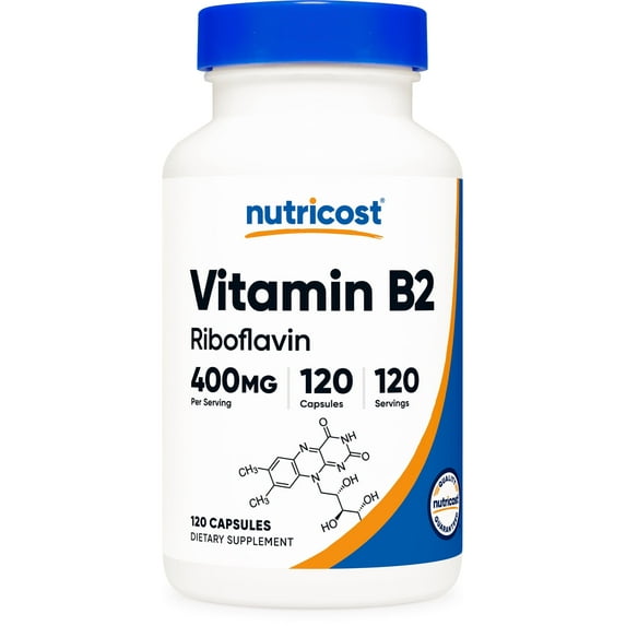 Nutricost Vitamin B2 (Riboflavin) 400mg, 120 Capsules, Supplement