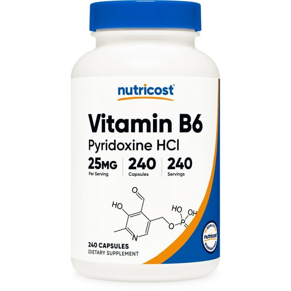 Nutricost Vitamin B6 (Pyridoxine HCl) 25mg, 240 Capsules, Supplement