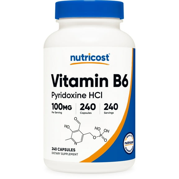 Nutricost Vitamin B6 (Pyridoxine HCl) Supplement 100mg, 240 Capsules