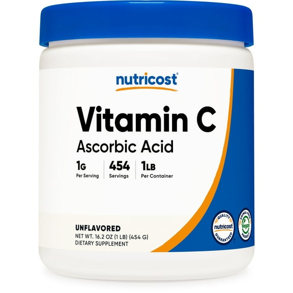 Nutricost Vitamin C (Ascorbic Acid) Powder 1LB - Gluten Free, Non-GMO Supplement