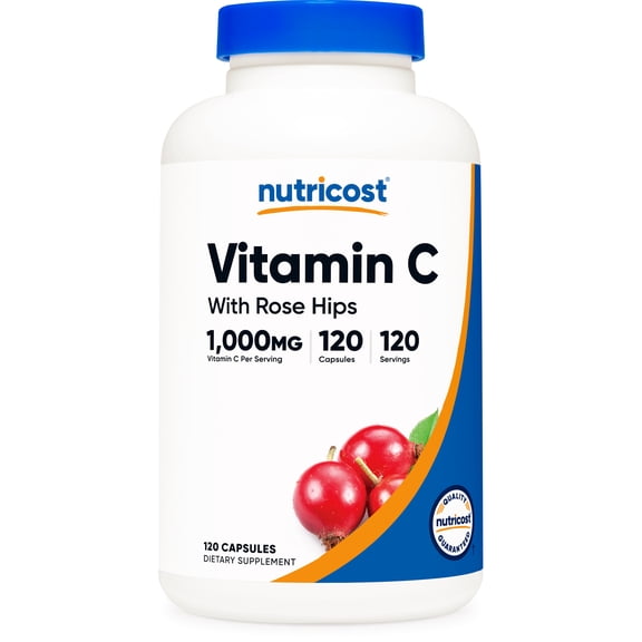 Nutricost Vitamin C with Rose Hips 1025mg, 120 Capsules - Non-GMO, Gluten Free Supplement