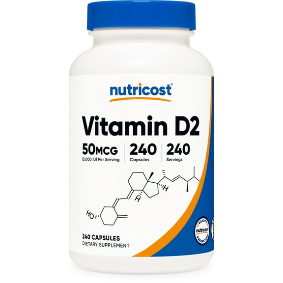 Nutricost Vitamin D2 Supplement (2000 IU) 240 Capsules - Non-GMO, Gluten-Free, Third-Party Tested