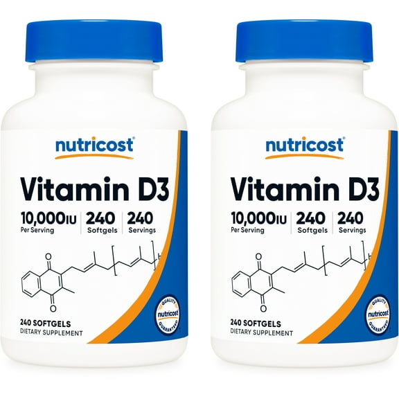 Nutricost Vitamin D3 10,000 IU Supplement, 240 Soft Gel Caps