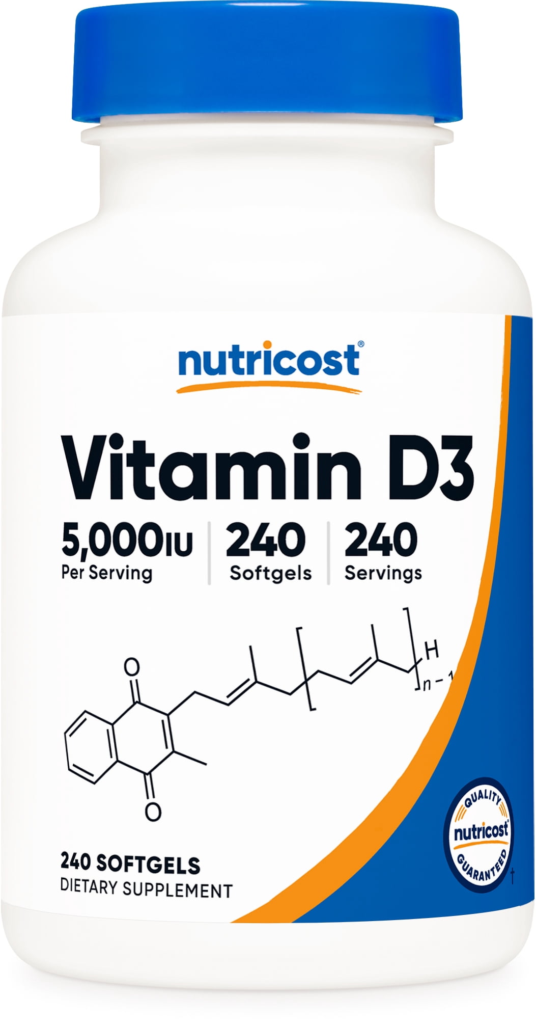 Nutricost Vitamin D3 5,000 IU, 240 Softgels - Non-GMO Supplement