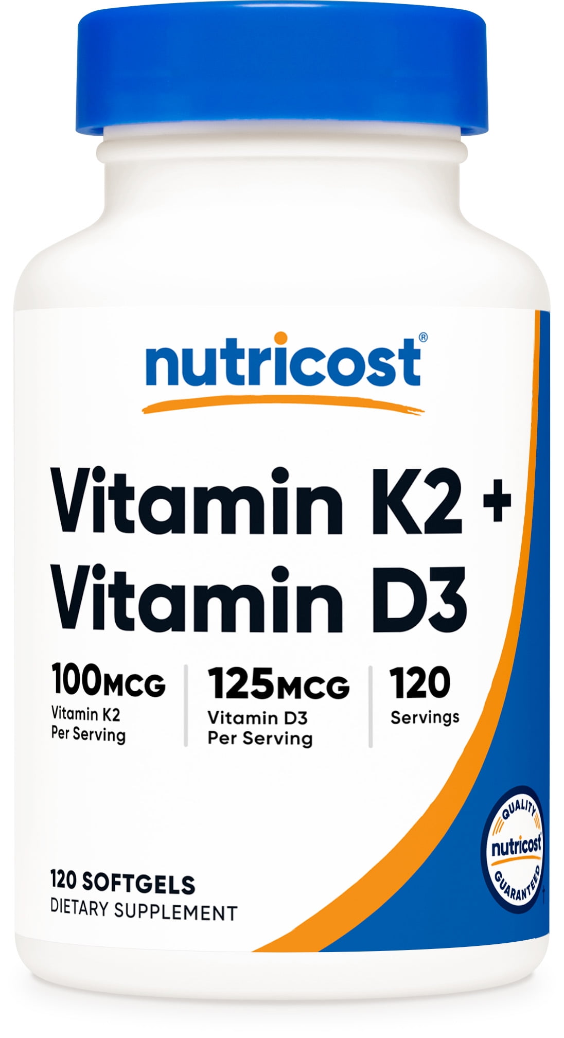 Nutricost Vitamin K2 (100mcg) + Vitamin D3 (5000 IU) 120 Softgels, Supplement