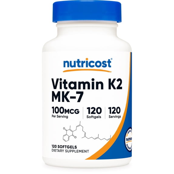 Nutricost Vitamin K2 MK-7 Softgels 100mcg, 120 Softgels - GMO-Free