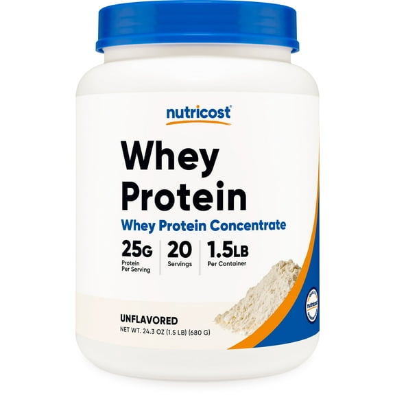 Nutricost Whey Protein Concentrate (1.5 Pounds, Unflavored) - 25 Grams of Protein Per Serving
