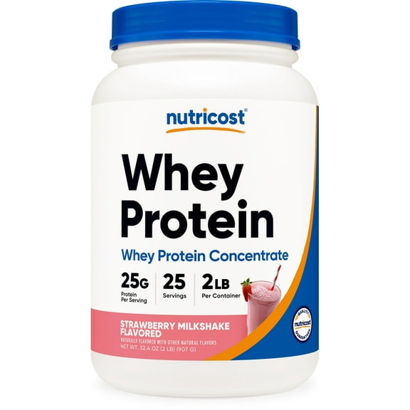 Nutricost Whey Protein Concentrate Powder (Strawberry Milkshake) 2LBS - Non-GMO