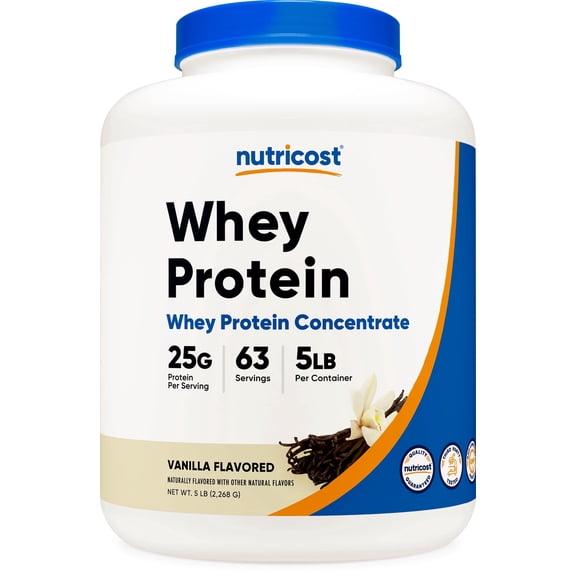 Nutricost Whey Protein Concentrate Powder (Vanilla) 5LBS - Gluten Free, Non-GMO Supplement