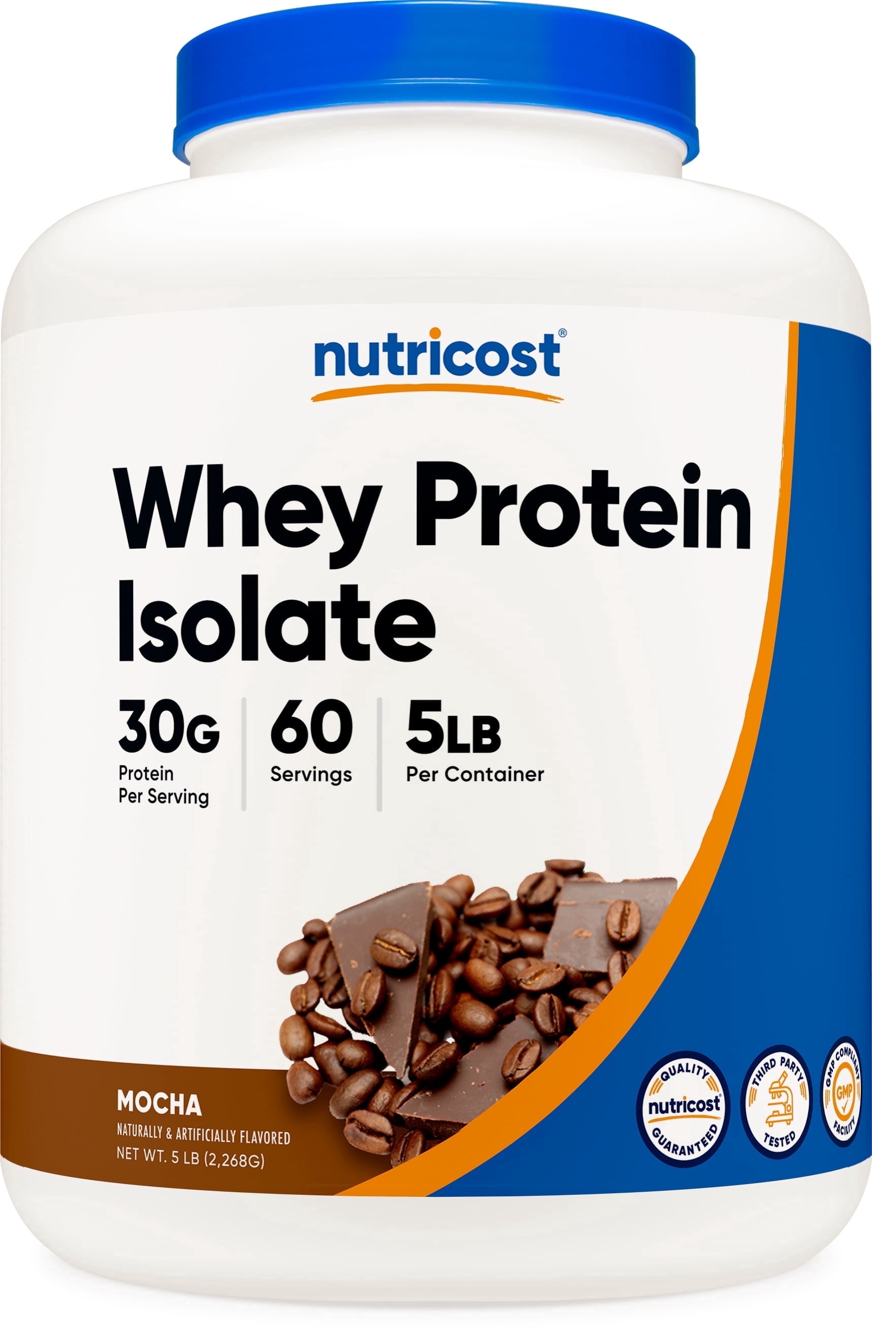 Nutricost Whey Protein Isolate Powder (Mocha) 5LBS - Non-GMO & Gluten Free