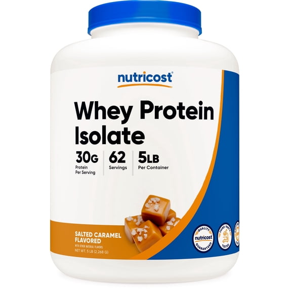 Nutricost Whey Protein Isolate Powder (Salted Caramel) 5LBS - Gluten Free, Non-GMO