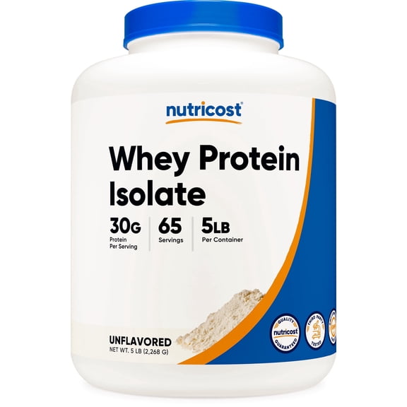 Nutricost Whey Protein Isolate Powder (Unflavored) 5LBS