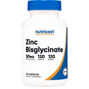 Nutricost Zinc Bisglycinate (50mg) 120 Vegan Capsules - GMO-Free, Gluten-Free Supplement