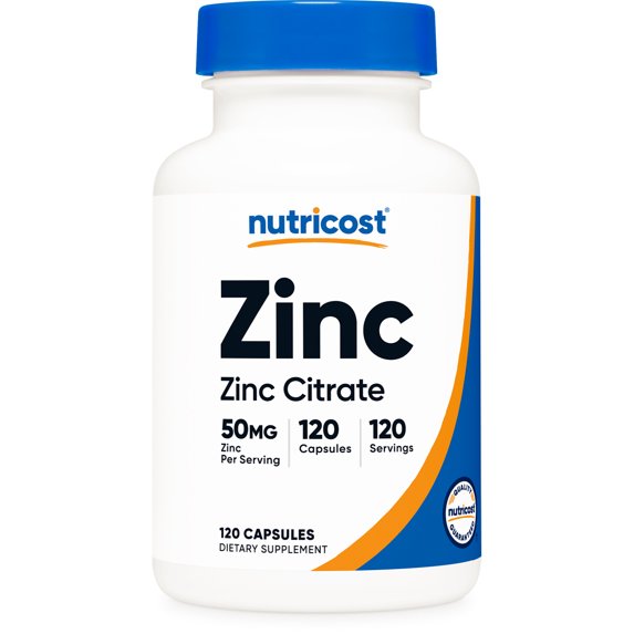 Nutricost Zinc Citrate (50 mg) 120 Capsules - Zinc Citrate Supplement for Men & Women, Vegan