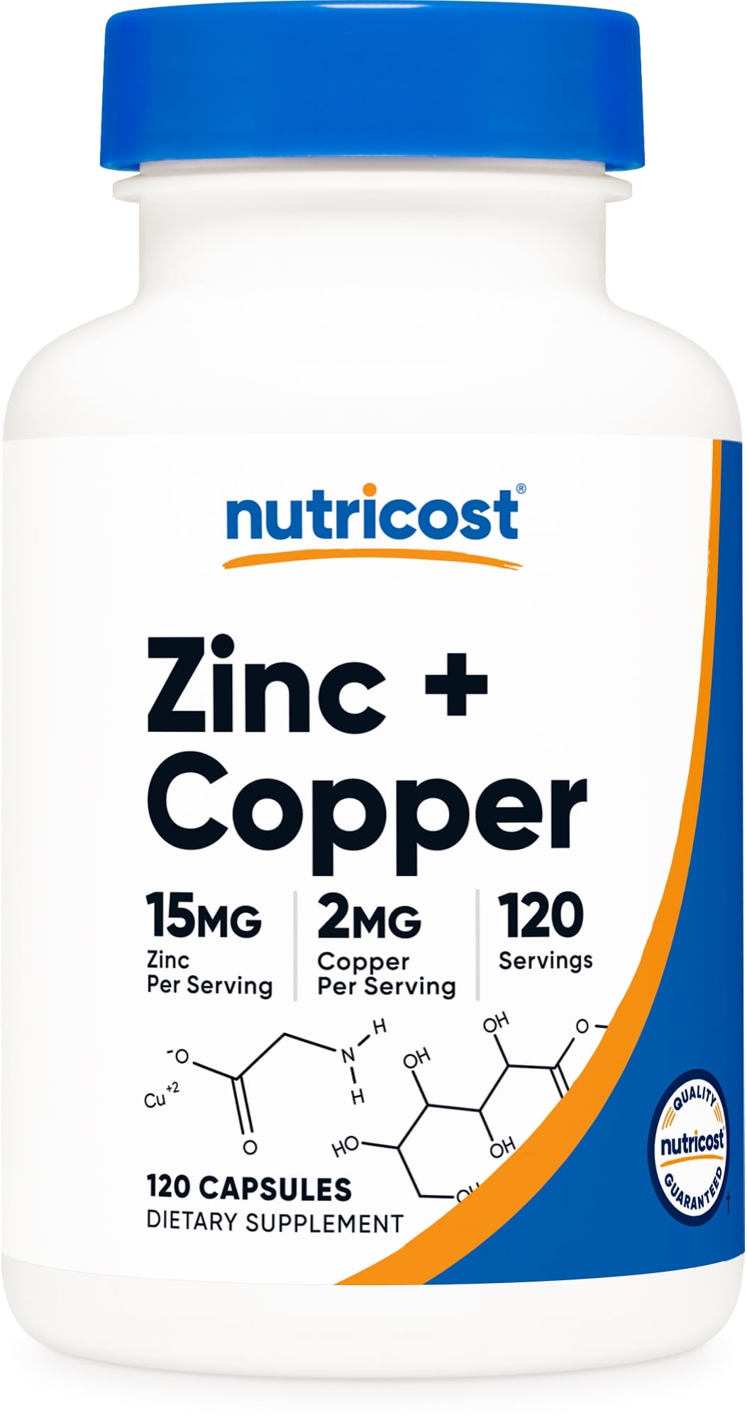 Nutricost Zinc + Copper Capsules (120 Count) - 15mg Zinc + 2mg Copper Per Serving - Non GMO, Vegetarian, Gluten-Free
