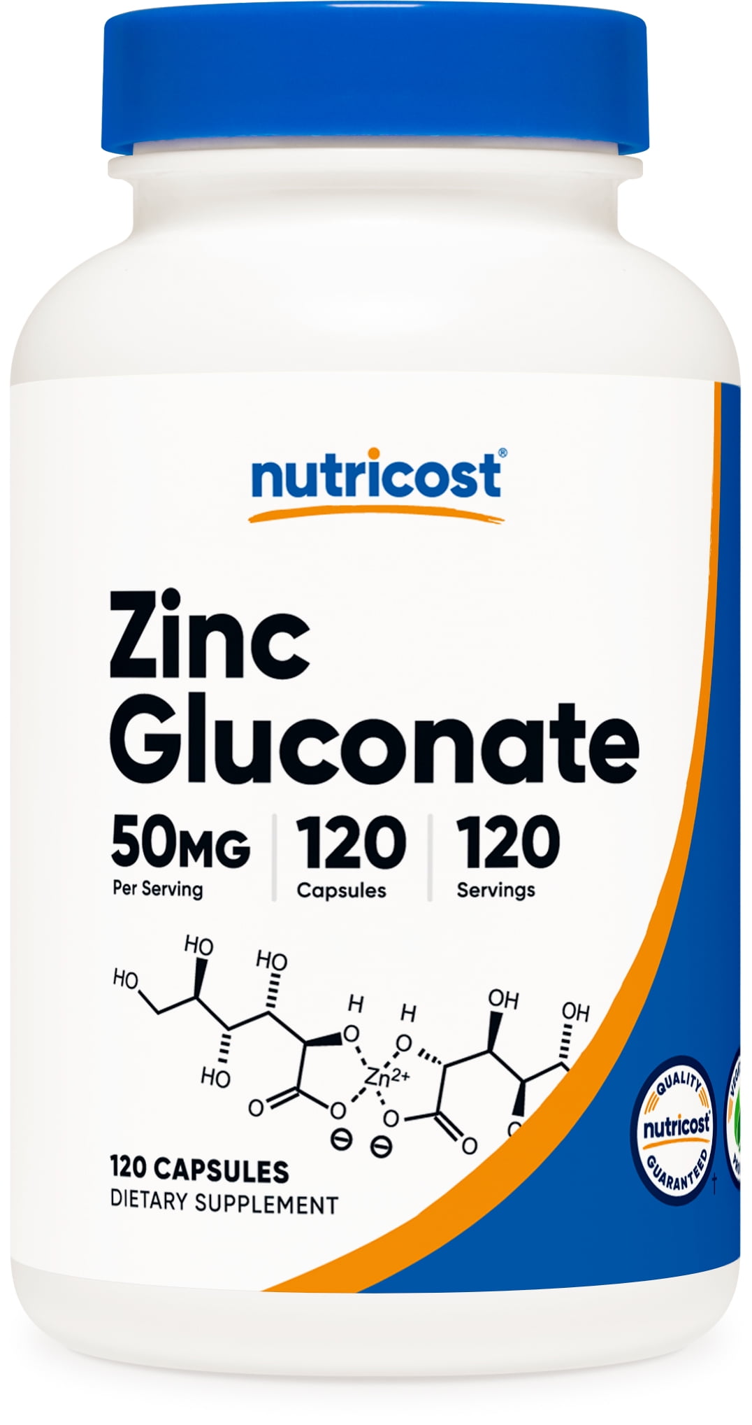Nutricost Zinc Gluconate 120 Vegetarian Capsules (50mg) - Non-GMO Supplement