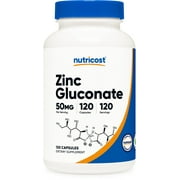 Nutricost Zinc Gluconate 120 Vegetarian Capsules 50mg - Non-GMO Supplement