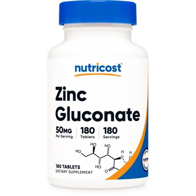 Nutricost Zinc Gluconate 50mg, 180 Tablets - Non GMO