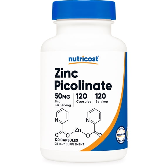 Nutricost Zinc Picolinate 50mg, 120 Vegetarian Capsules - Non-GMO Supplement