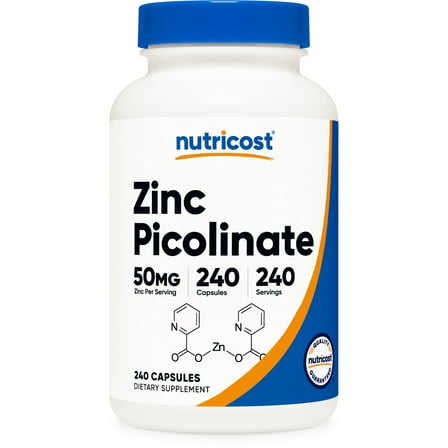 Nutricost Zinc Picolinate 50mg (240 Vegetarian Capsules) - Gluten Free & Non-GMO Supplement