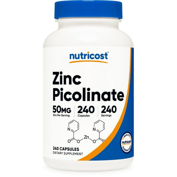 Nutricost Zinc Picolinate 50mg (240 Vegetarian Capsules) - Gluten Free & Non-GMO Supplement