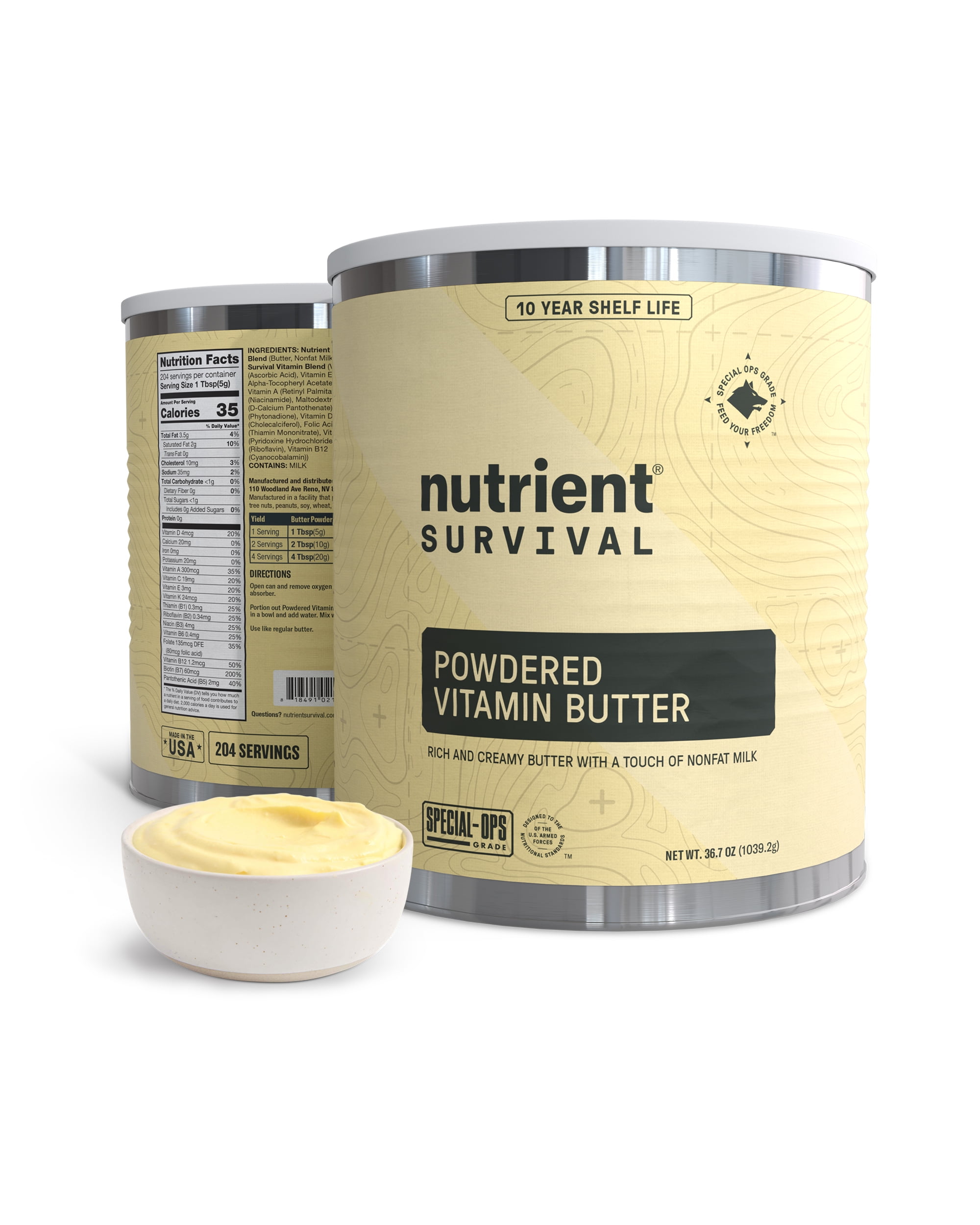 Nutrient Survival Vitamin Butter Powder, Freeze Dried Prepper Supplies