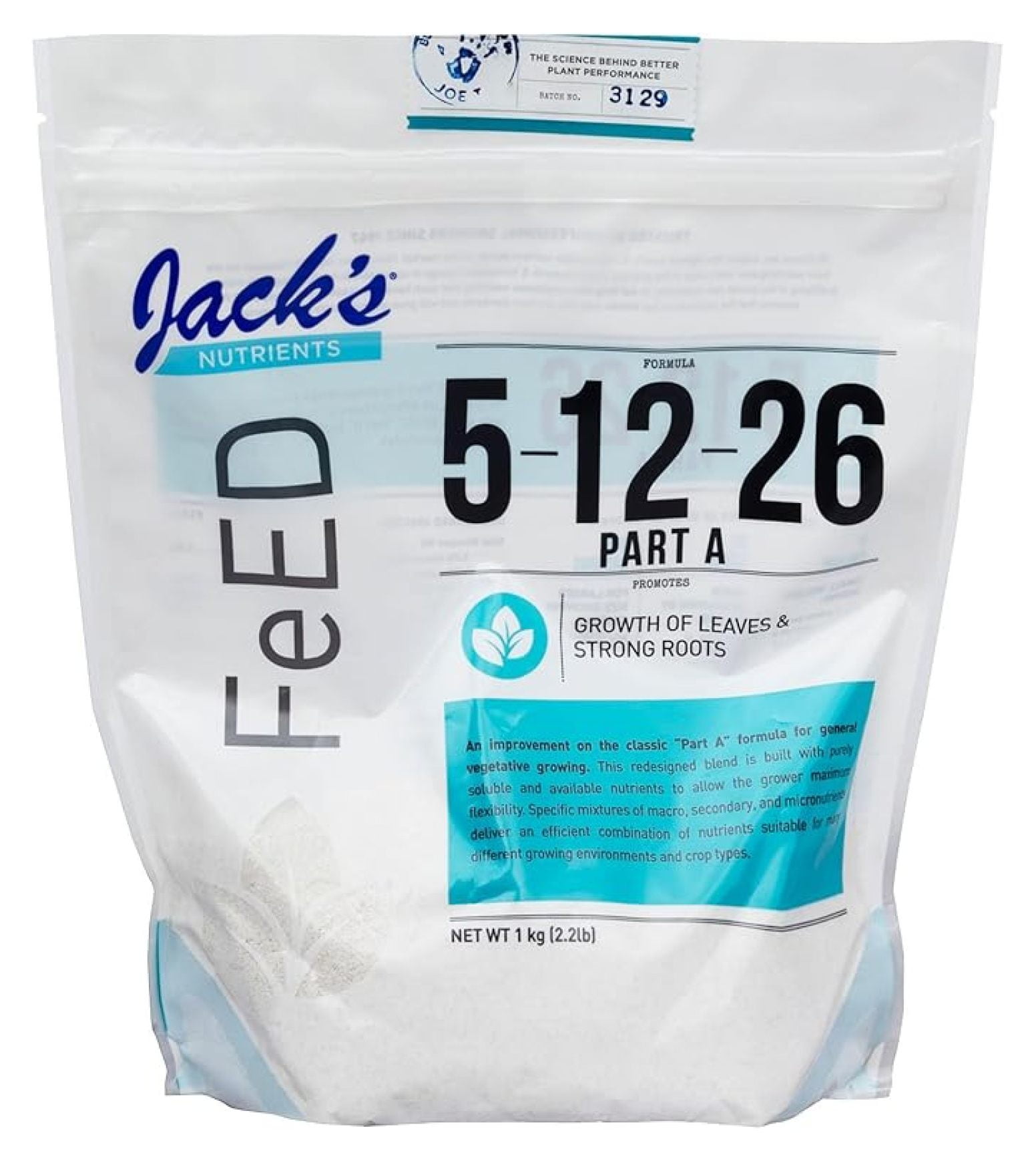 Nutrients 5-12-26 Part A Water-Soluble Fertilizer - Plant Food for Leaf Growth & Strong Roots, 2.2lbs - Hydroponic & Continuous Feed Systems