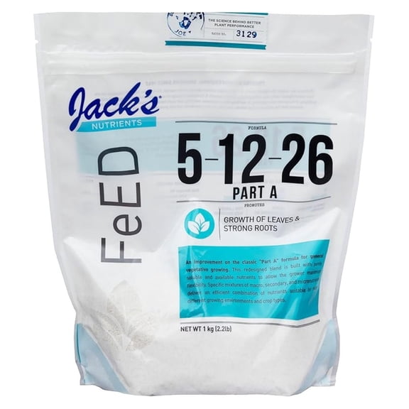 Nutrients 5-12-26 Part A Water-Soluble Fertilizer - Plant Food for Leaf Growth & Strong Roots, 2.2lbs - Hydroponic & Continuous Feed Systems