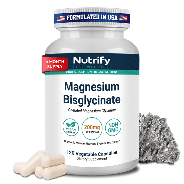 Nutrify Magnesium Glycinate 200mg, High Absorption Bisglycinate ...