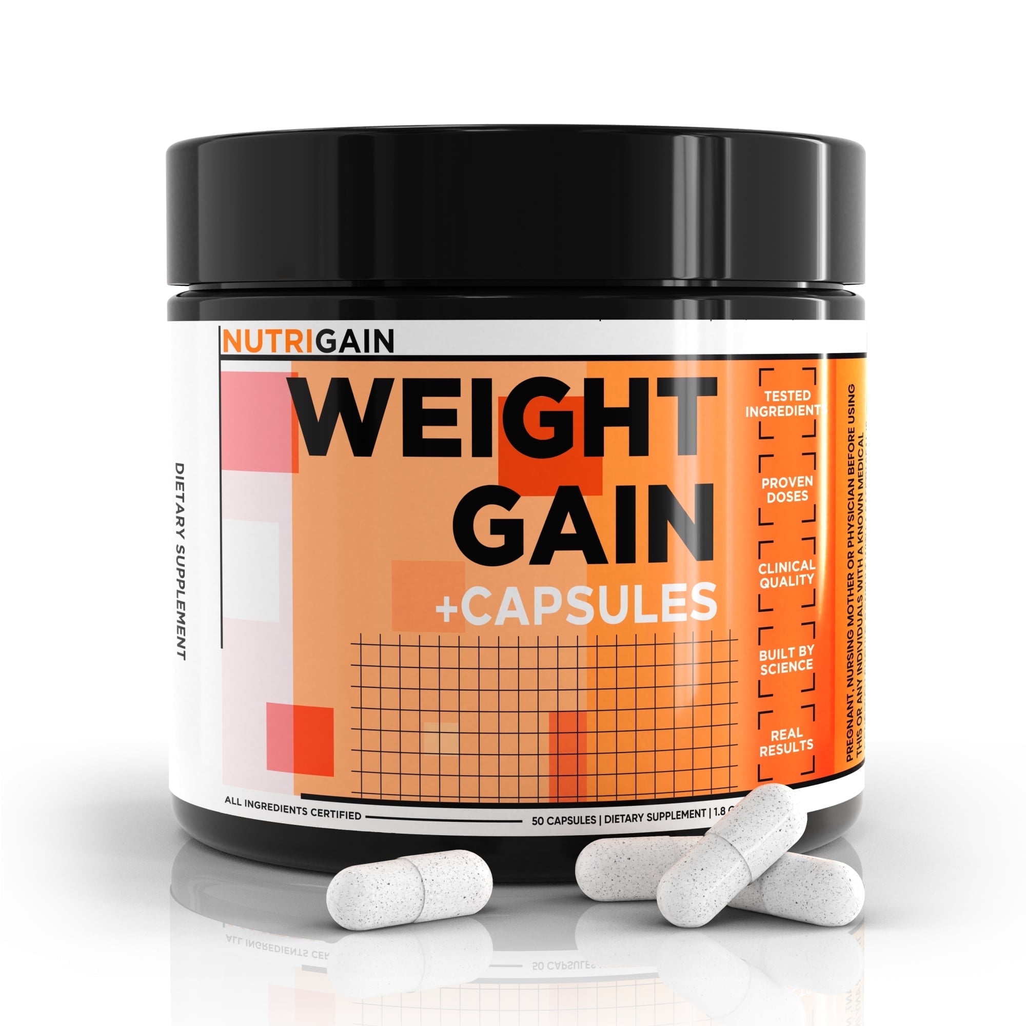 Nutrigain Weight Gain Capsules Designed for Quick and Efficient Weight Gain, Supports a Healthy Appetite, Mass and Metabolism for Both Women and Men - 6 OZ Jar