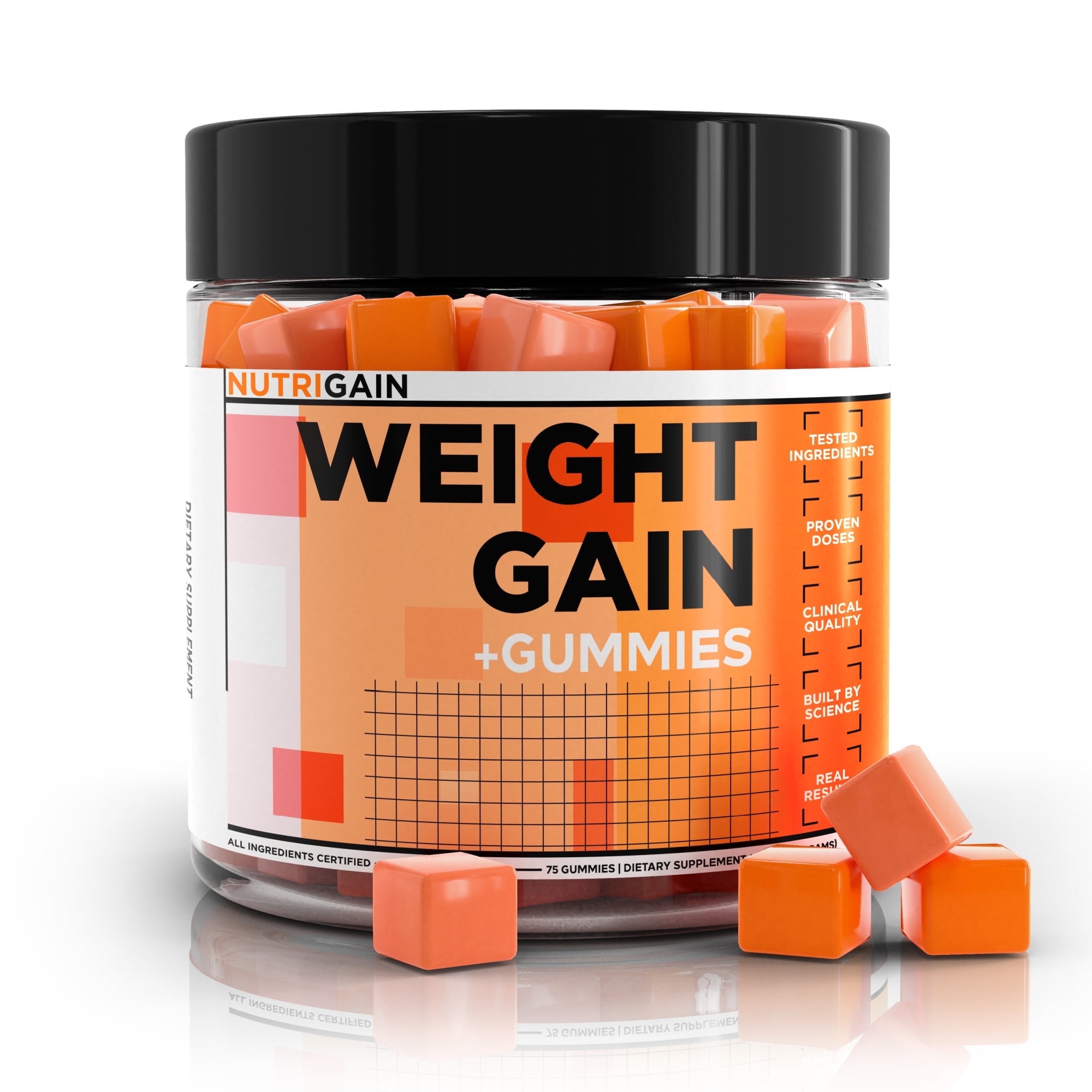 Nutrigain Weight Gain Gummies Designed for Quick and Efficient Weight Gain, Supports a Healthy Appetite, Mass and Metabolism for Both Women and Men - 6 OZ Jar
