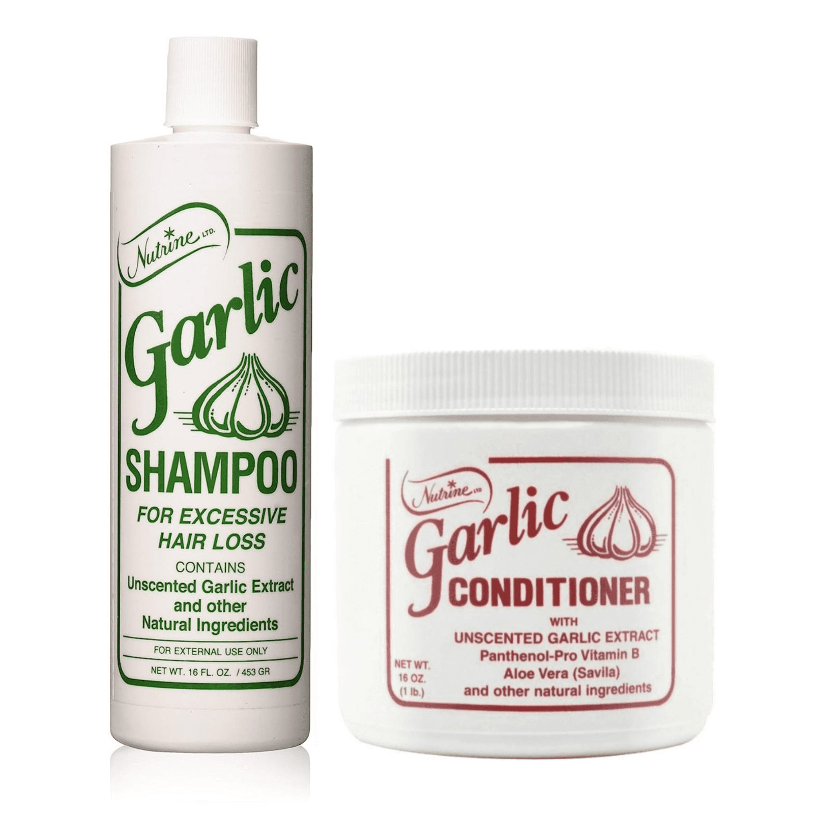 Nutrine Garlic Shampoo 16oz + Garlic Conditioner 16oz Set