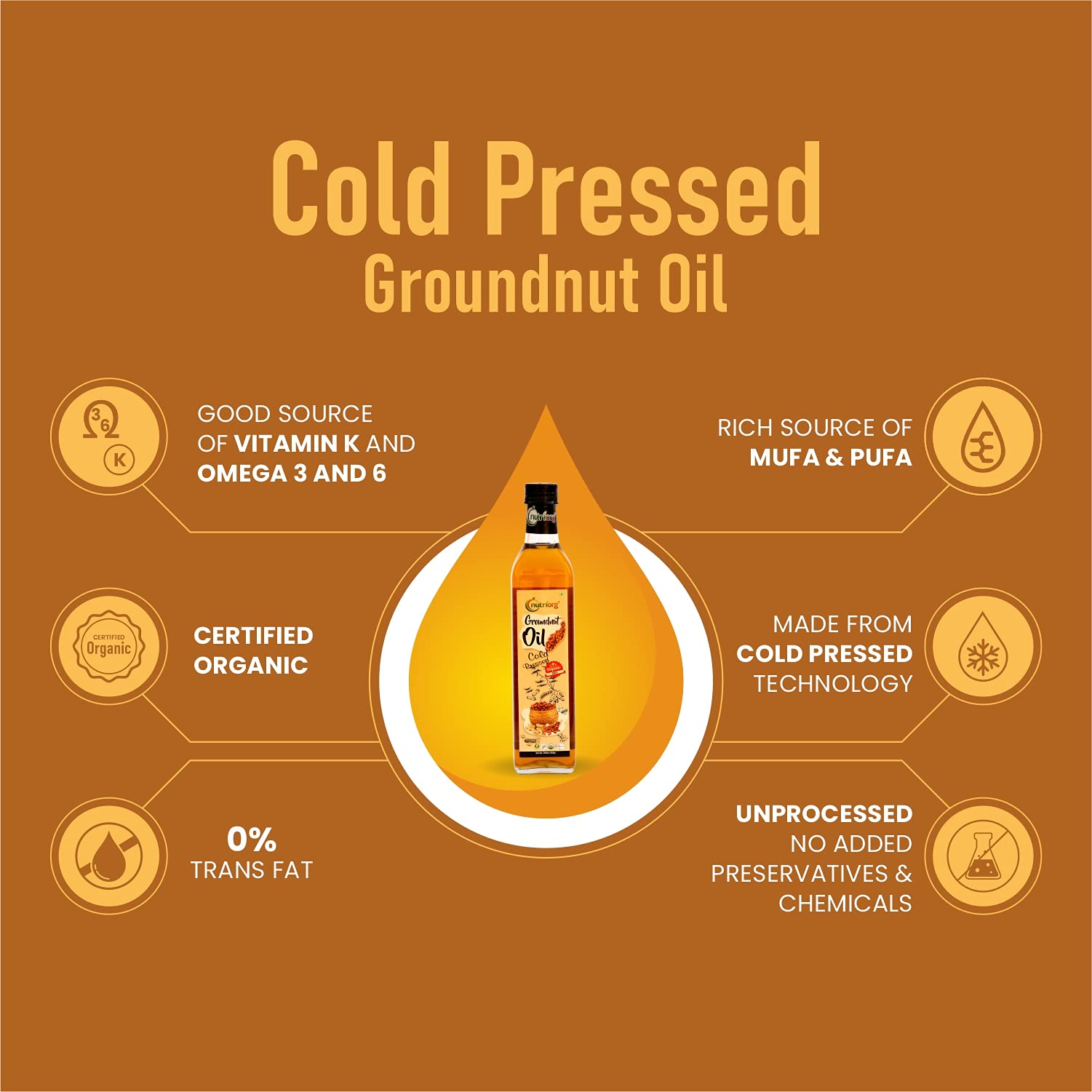 Cold Pressed 100 Organic Groundnut Oil 500 ml Essential