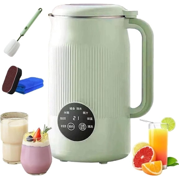 The 8-in-1 Multifunction Nut Milk & Juice Maker, Automatic Almond Milk & Soy Milk Machine with Timer & Keep-Warm, Stainless Steel Maker for Juice, Soup, Home Kitchen Use(green)