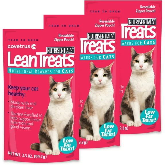 Nutrisential Lean Treats for Cats - Soft Cat Treats for Small, Medium, Large Cats - Nutritional Low Fat Bite Size Feline Treats - Chicken Flavor - 3 Pack - 3.5oz