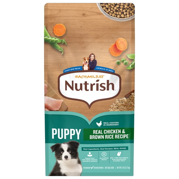 Rachael Ray Nutrish Dry Dog Food Puppy, Real Chicken & Brown Rice Recipe, 5 lb.