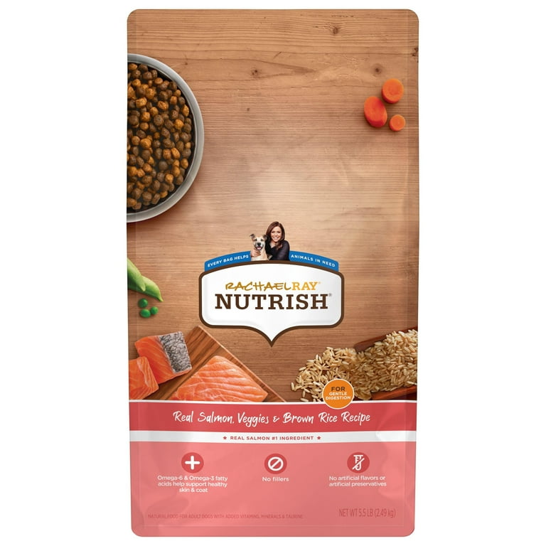 Nutrish Rachael Ray Real OIF8 Salmon Veggies Brown Rice Recipe Dry Dog Food 5.5 lb. Bag Walmart