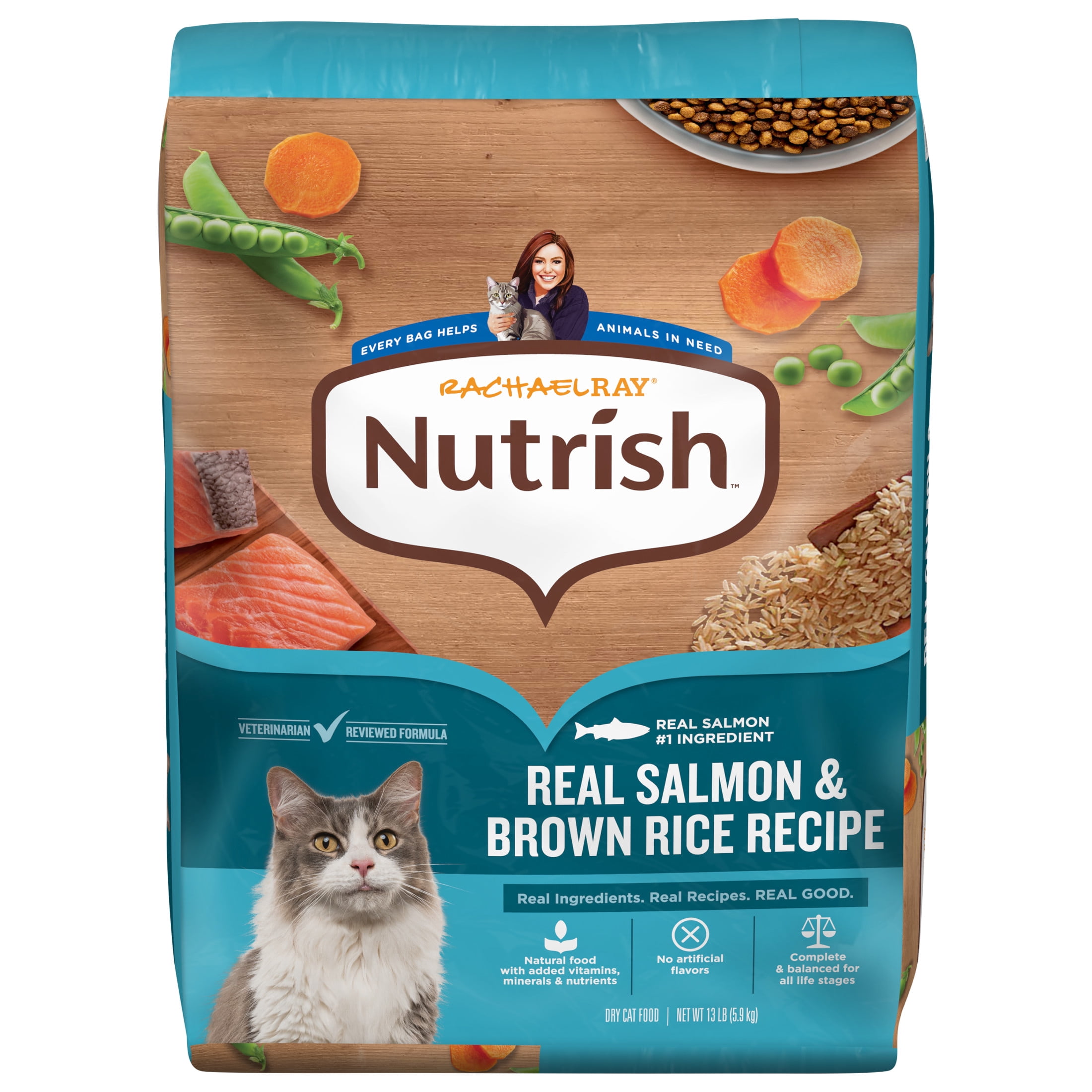 Rachael Ray Nutrish Dry Cat Food Real Salmon & Brown Rice Recipe, 13 lb.