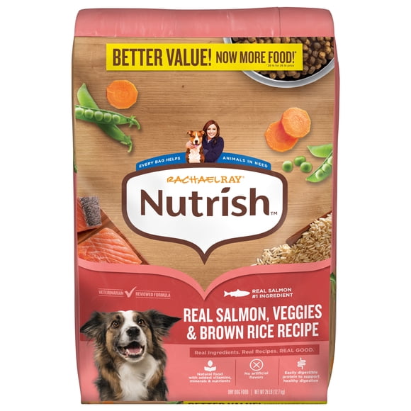 Rachael Ray Nutrish Dry Dog Food Real Salmon, Veggies & Brown Rice Recipe, 28lb.