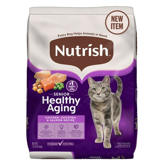 Nutrish Senior Healthy Aging Chicken, Chickpea and Salmon Dry Cat Food, 13 lb. Bag (Rachael Ray)
