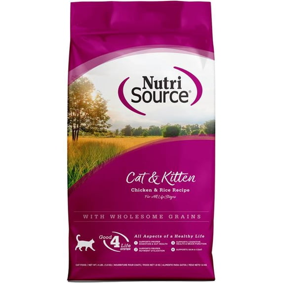NutriSource All Life Stages Chicken & Rice Recipe Cat Food 4 lb