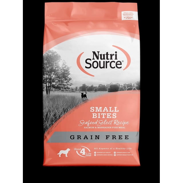 Image showcasing Nutrisource Small Bites Grain Free Seafood Select Recipe Dry Dog Food 5 ...