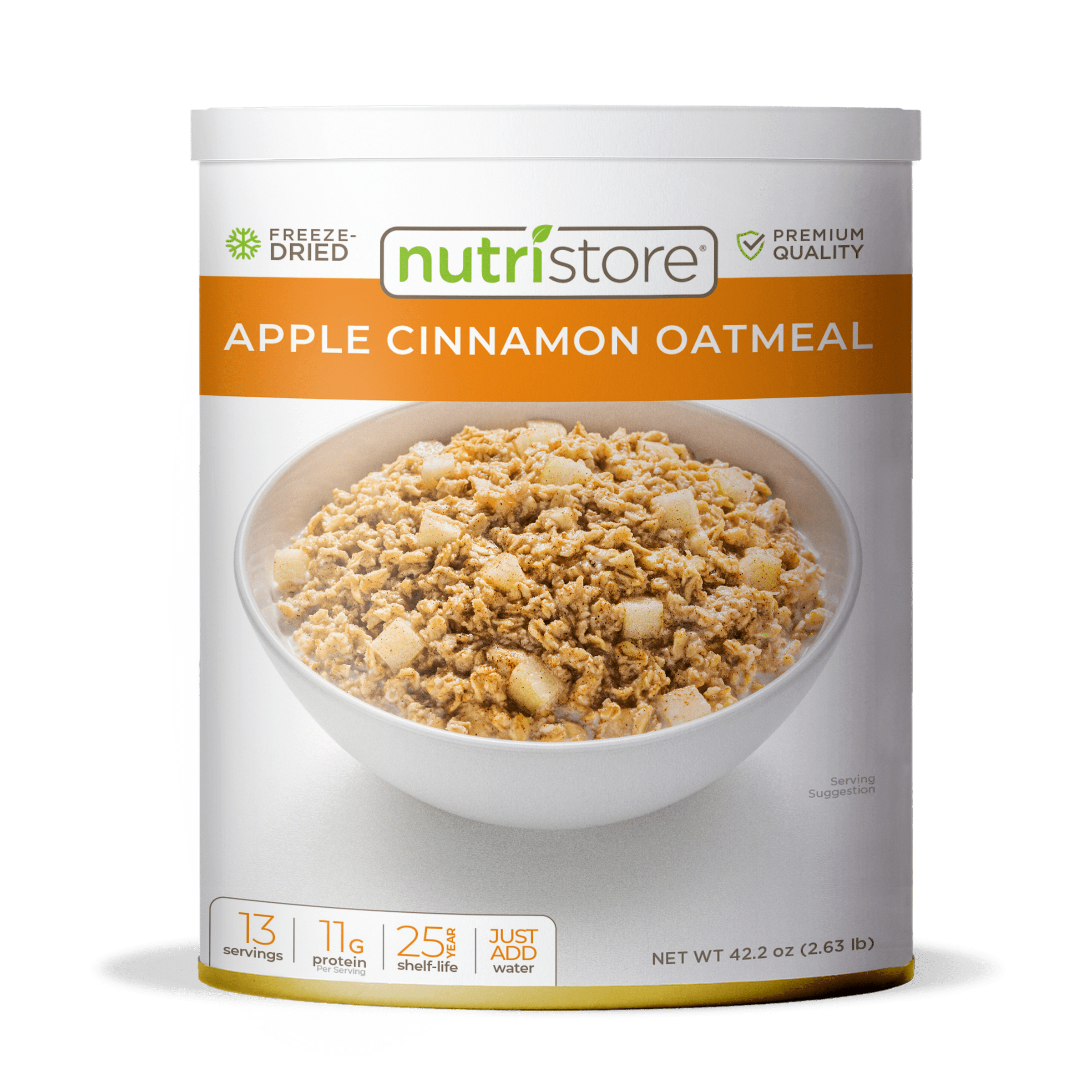 Nutristore | Freeze-Dried Apple Cinnamon Oatmeal | Emergency Survival Bulk Food Storage Meal | Perfect for Everyday Quick Meals or Long-Term Storage | 25 Year Shelf Life