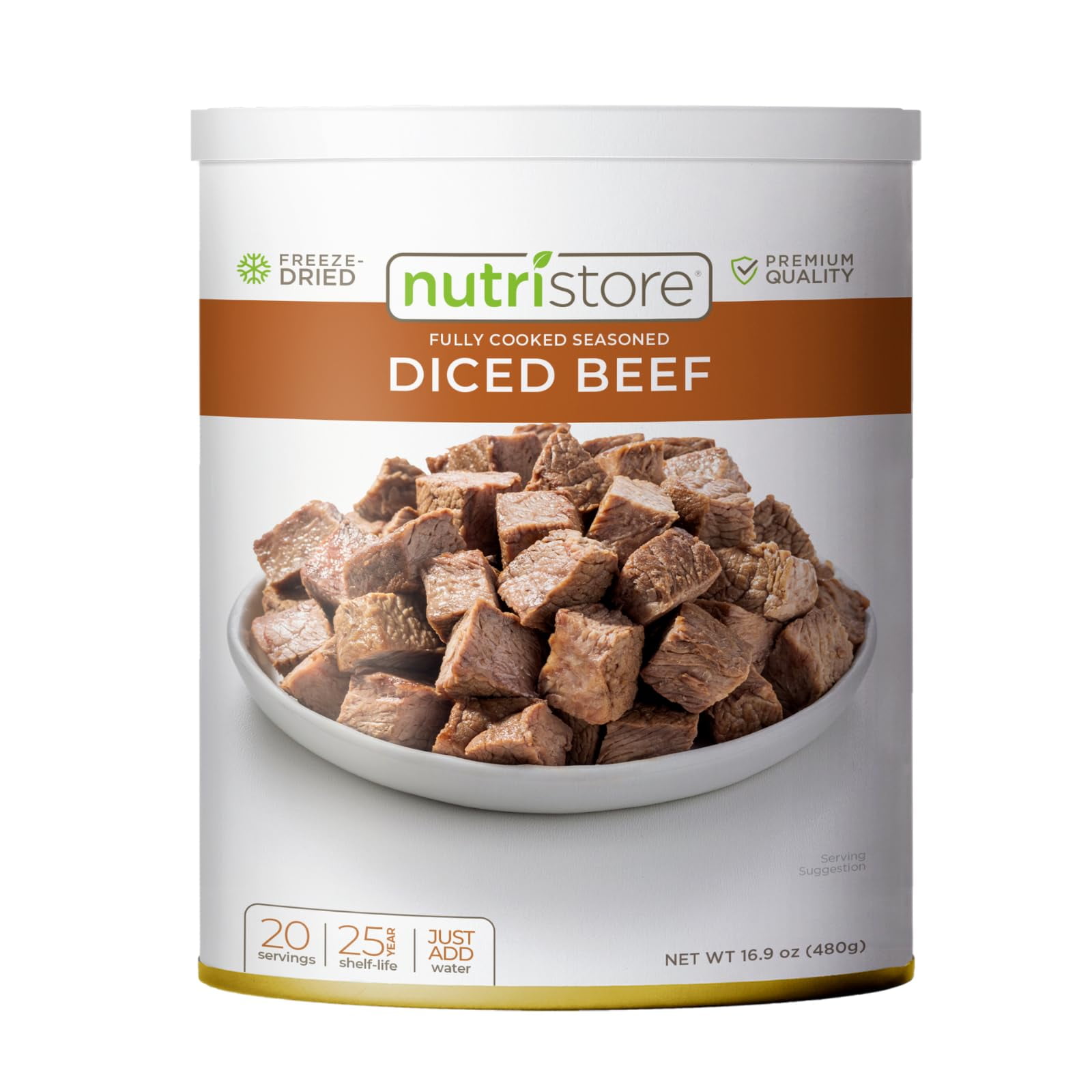 Nutristore Freeze Dried Beef Dices PreCooked Meat for Backpacking