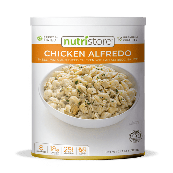 Nutristore | Freeze-Dried Chicken Alfredo | Emergency Survival Bulk Food Storage Meal | Perfect for Everyday Quick Meals and Long-Term Storage | 25 Year Shelf Life | USDA Inspected