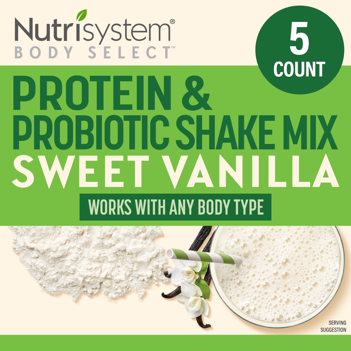 Diet info for Nutrisystem NutriCRUSH Chocolate Shake Mix, 5 ct