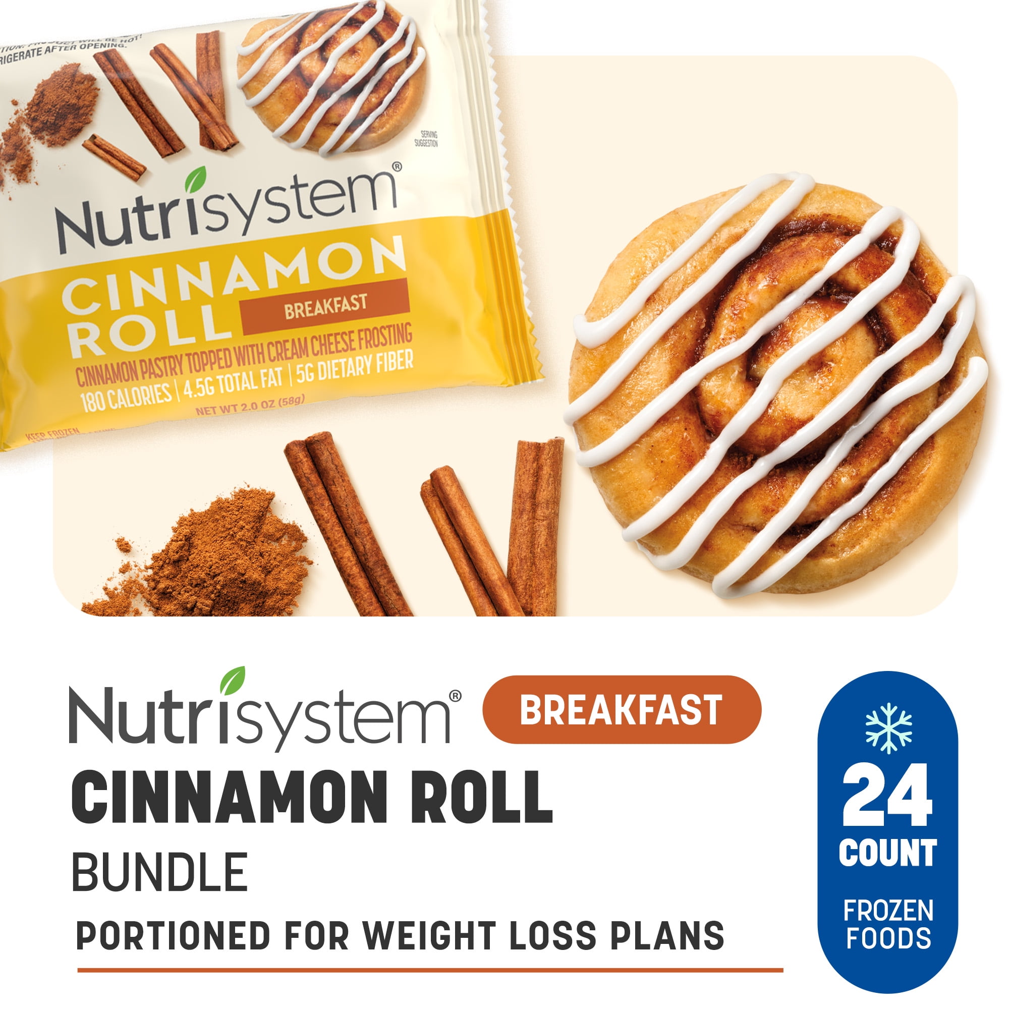 Nutrisystem Cinnamon Roll Breakfast Pastries Bundle, Support Weight