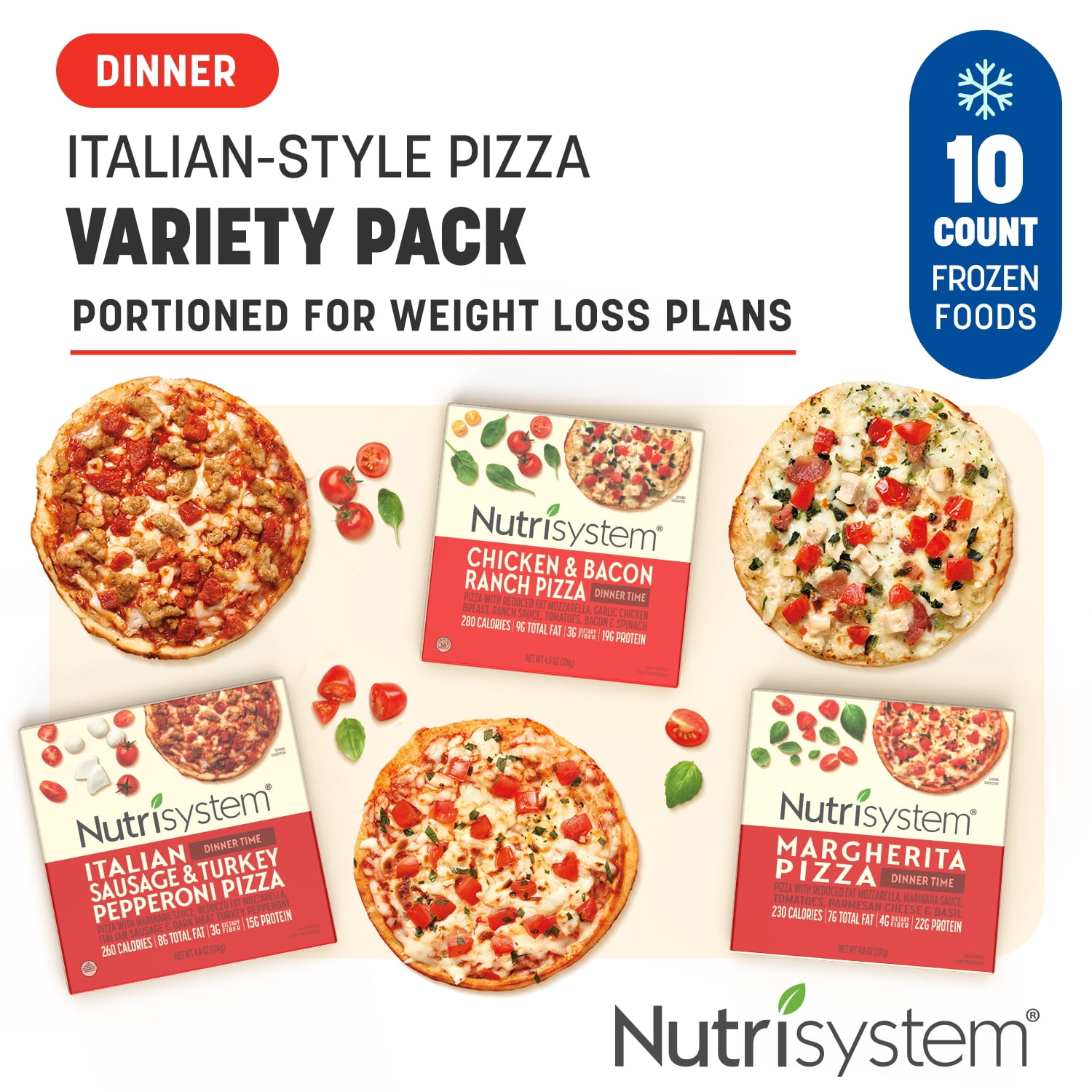 Nutrisystem Frozen Italian Pizza Variety Pack for Diet & Weight Loss