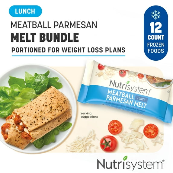 Nutrisystem Meatball Parmesan Lunch Melt, Frozen Packaged Meal, 12 Count